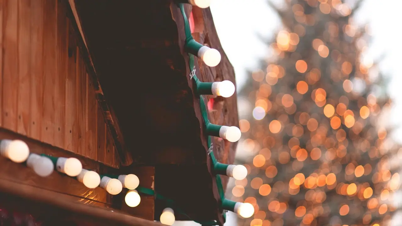 Imagen de archivo de un &aacute;rbol de Navidad de fondo.