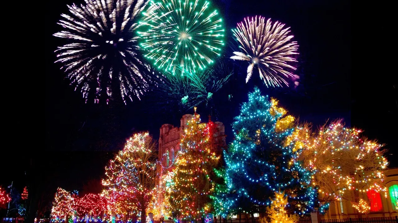 Imagen de archivo de luces de Navidad.