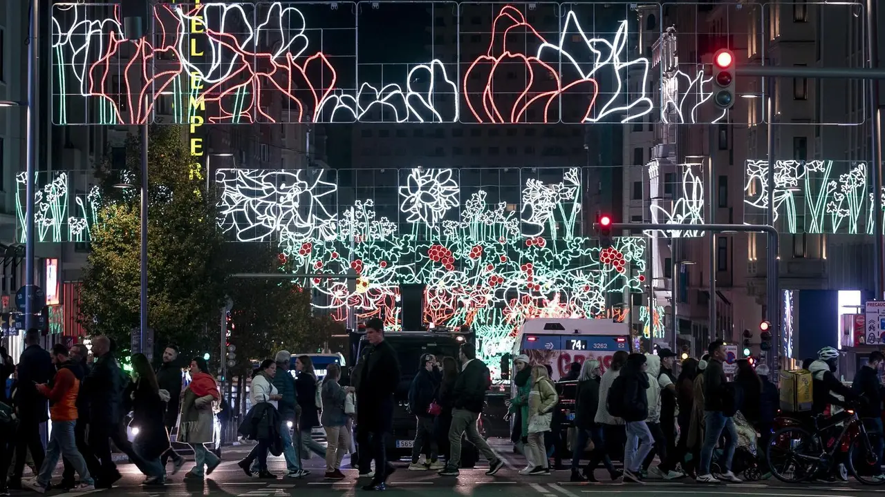 Encendido de las luces de Navidad 2024 en el centro Madrid. Imagen de archivo.