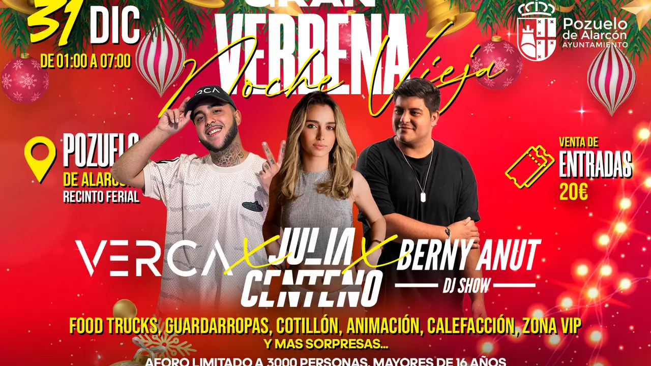 Cartel de la Verbena de Nochevieja de Pozuelo de Alarc&oacute;n.
