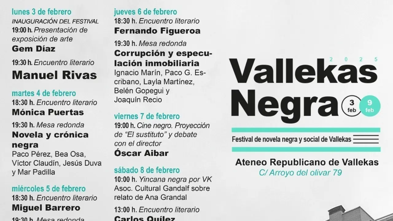 Cartel con la programaci&oacute;n de la tercera edici&oacute;n de Vallekas Negra.
