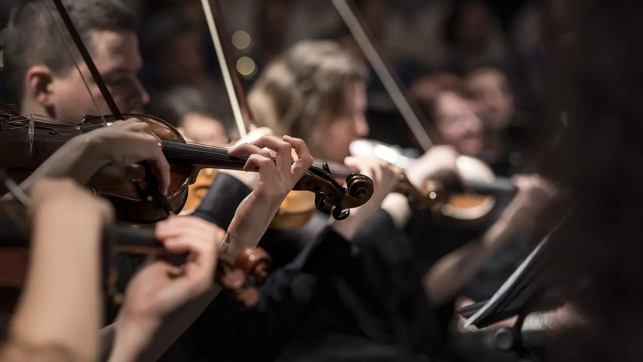 Varios violinistas tocando.