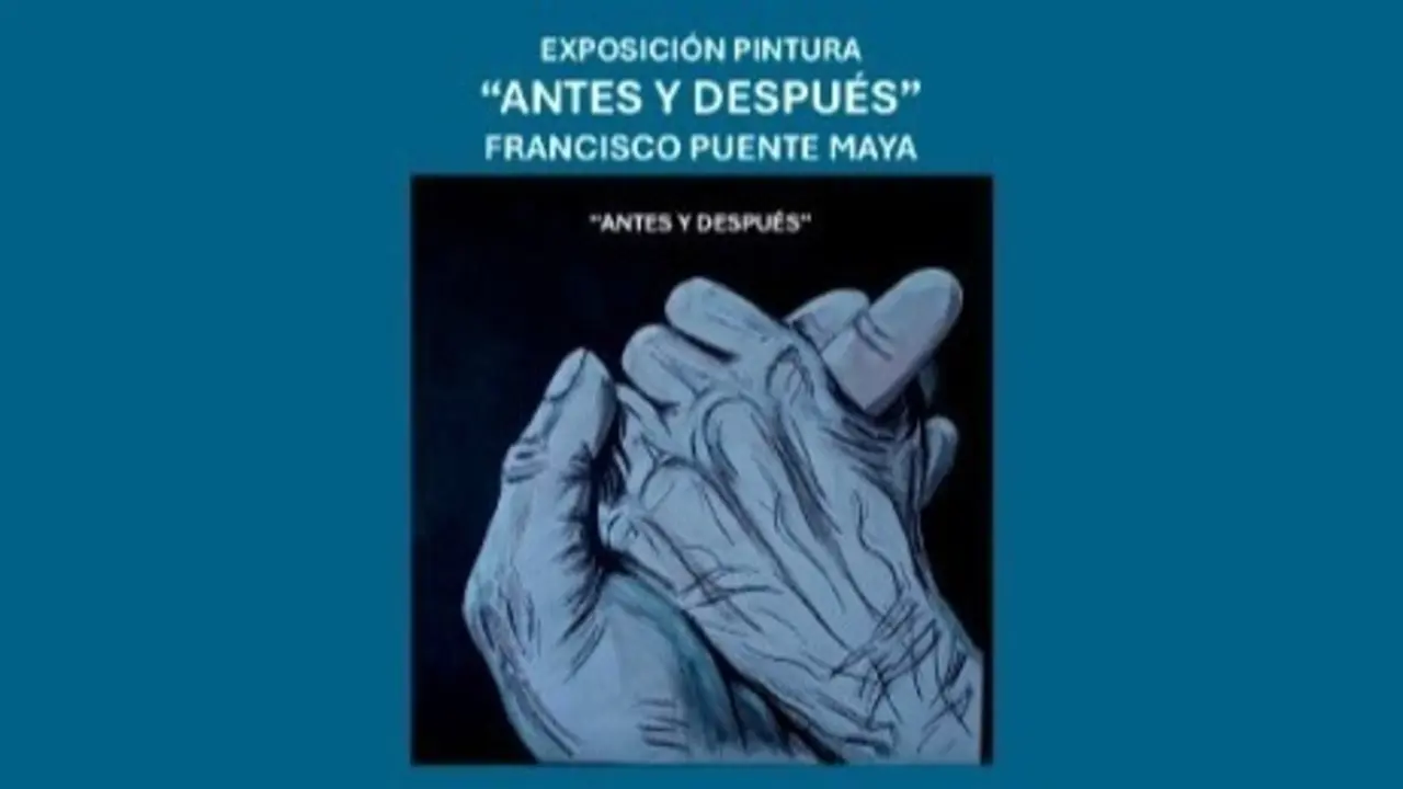 Cartel de la exposici&oacute;n 'Antes y despu&eacute;s', el 28 de enero de 2025, en Torrej&oacute;n de Ardoz, Madrid.