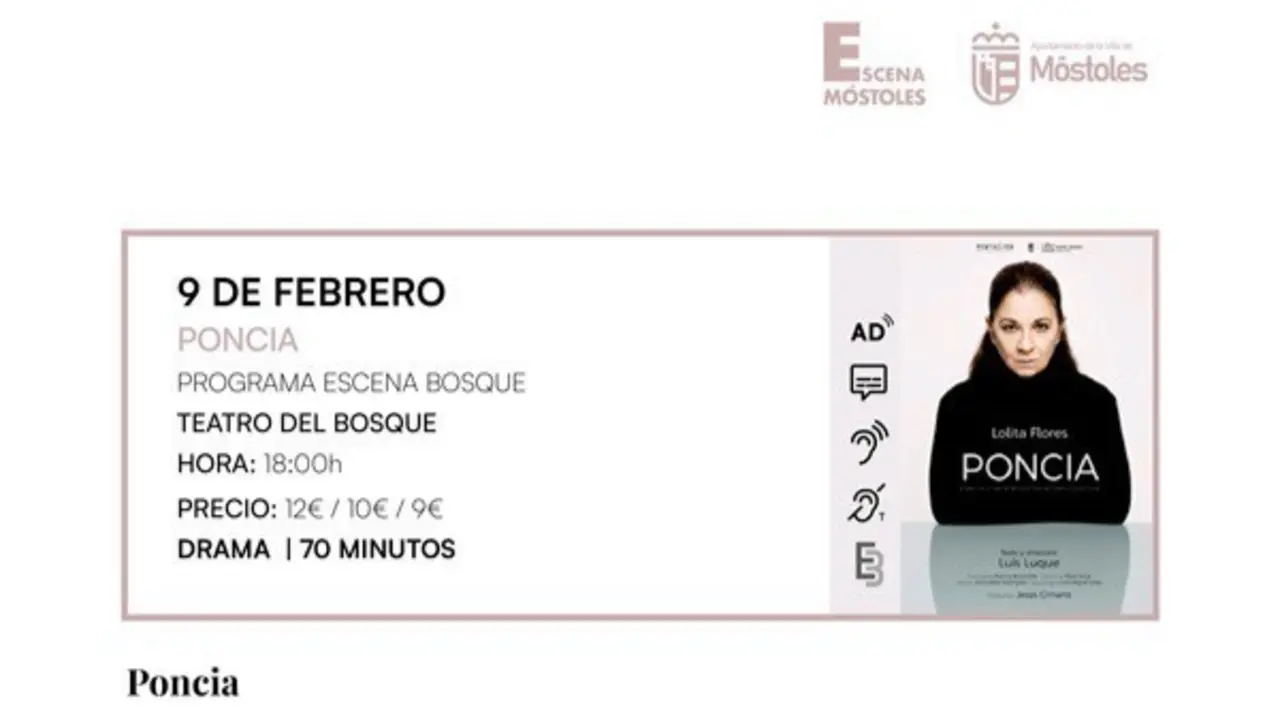 Cartel de la obra 'Poncia', interpretada por Lolita Flores en M&oacute;stoles.