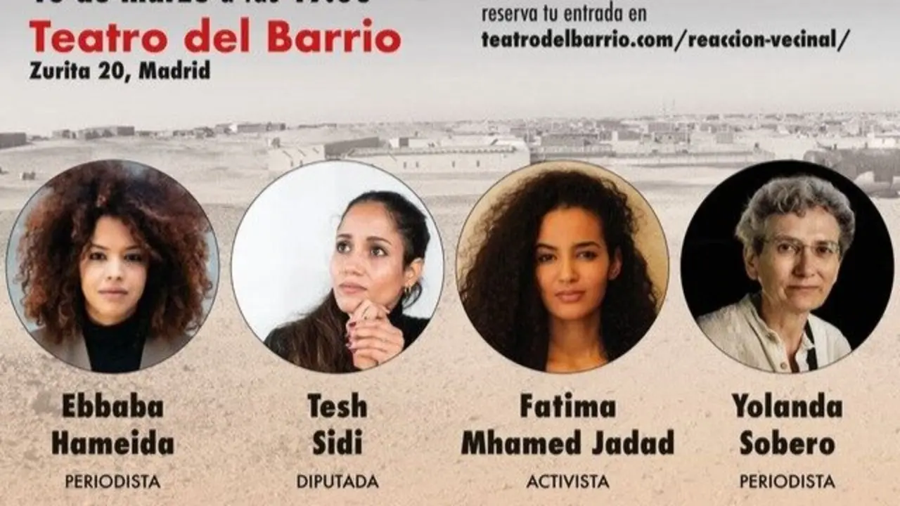 Cartel del coloquio acerca del S&aacute;hara Occidental en el Teatro de Barrio.