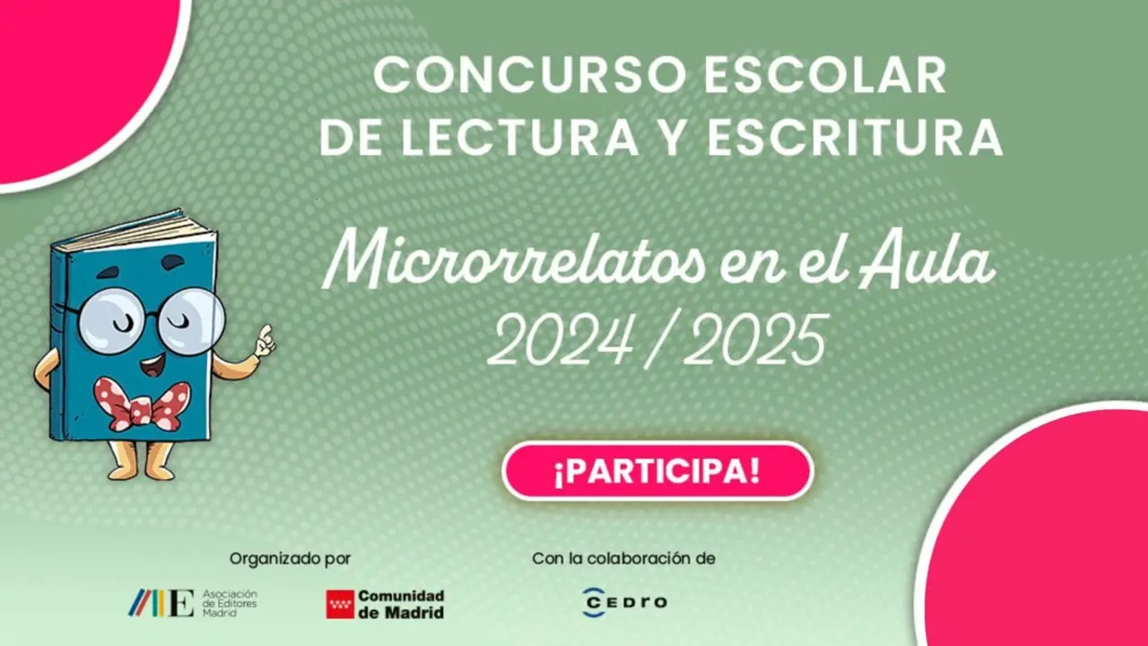 Cartel del concurso de microrrelatos en el aula de la Comunidad de Madrid, el 19 de marzo de 2025.