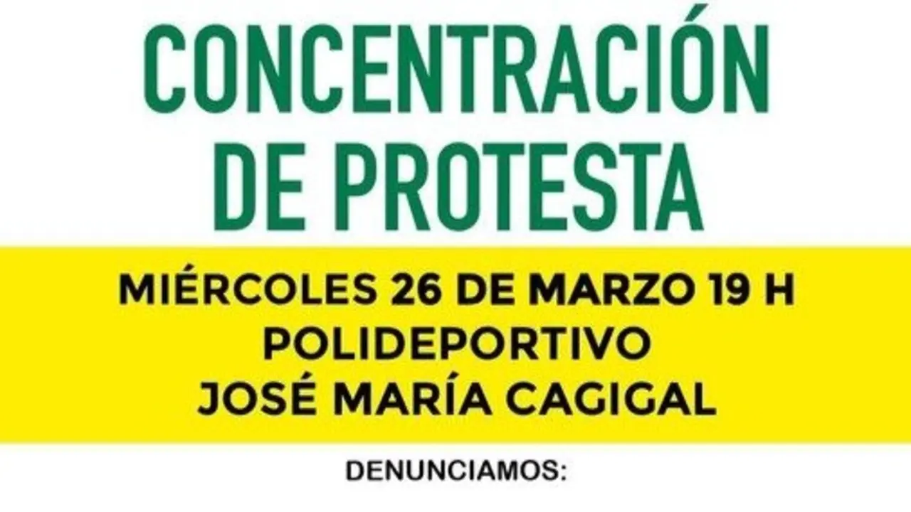 Concentraci&oacute;n vecinal por "la falta de recursos personales y materiales" en Polideportivo Jos&eacute; Mar&iacute;a Cagigal.
