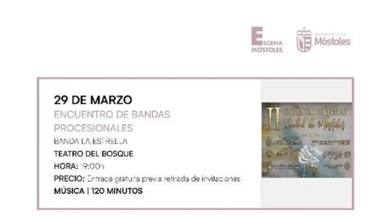 Cartel del 'Encuentro de Bandas'. Imagen del Ayuntamiento de M&oacute;stoles.