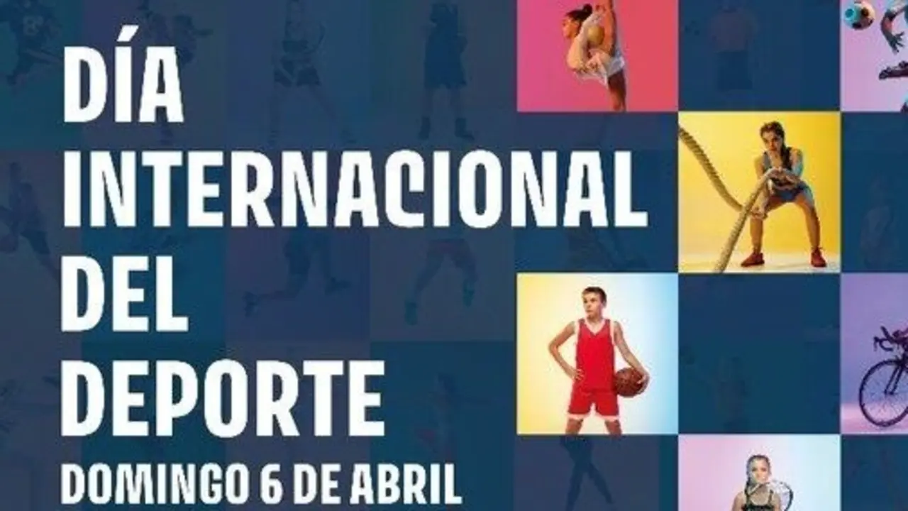 Cartel de Dia internacional del deporte.