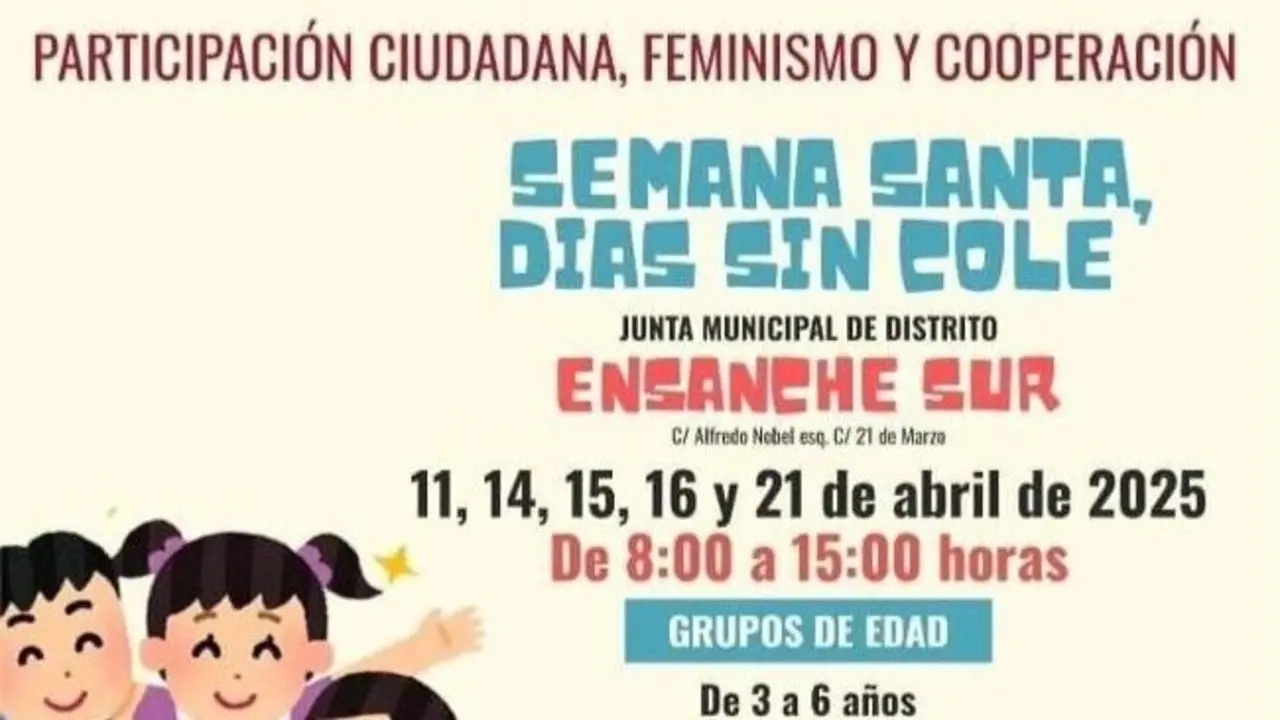 Cartel de 'Semana Santa, d&iacute;as sin cole' en Alcorc&oacute;n.