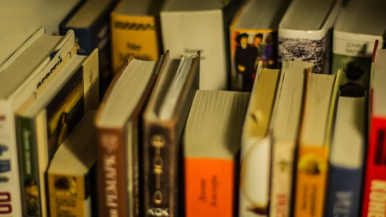Libros en una estanter&iacute;a. Imagen de archivo.