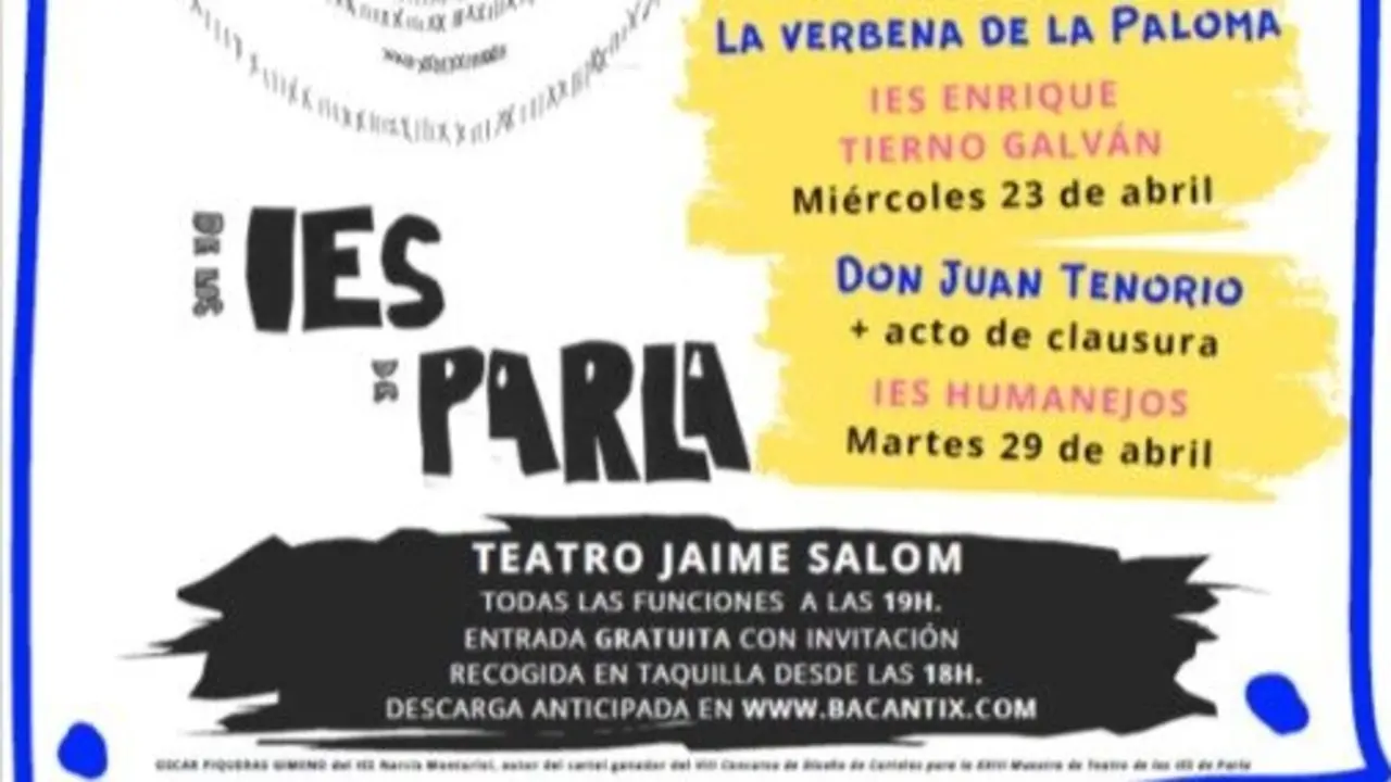 Cartel de la Muestra de Teatro de los IES. Imagen del Ayuntamiento de Parla.
