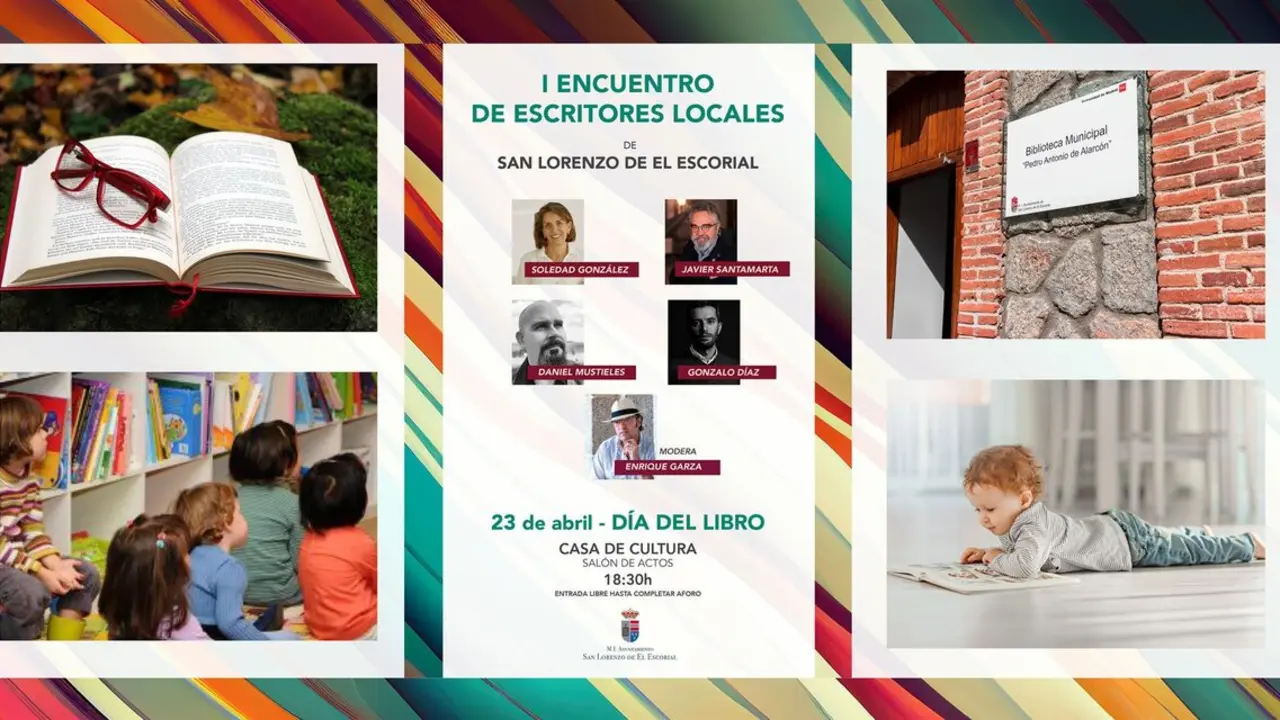 Cartel promocional del D&iacute;a del Libro de San Lorenzo de El Escorial. Imagen del Ayuntamiento de San Lorenzo de El Escorial.