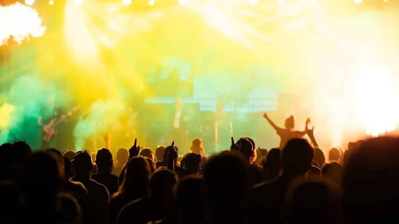 Gente disfrutando de un concierto. Imagen de archivo.