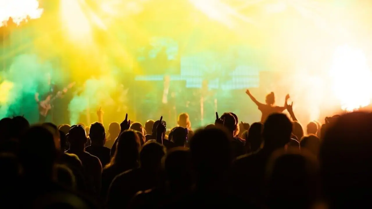 Gente disfrutando de un concierto. Imagen de archivo.