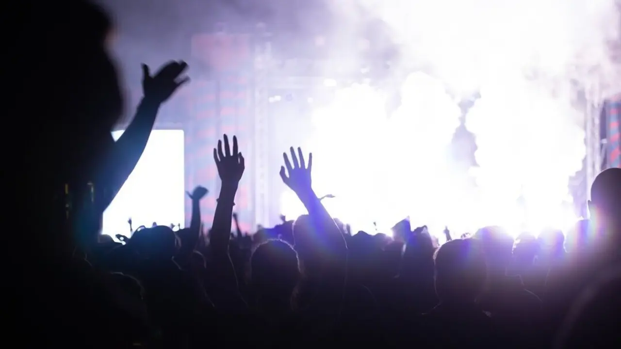 Gente disfrutando de m&uacute;sica en un concierto. Imagen de archivo.