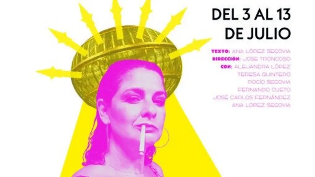 Cartel de Las bingueras de Eur&iacute;pides. Imagen del Teatro La Latina.