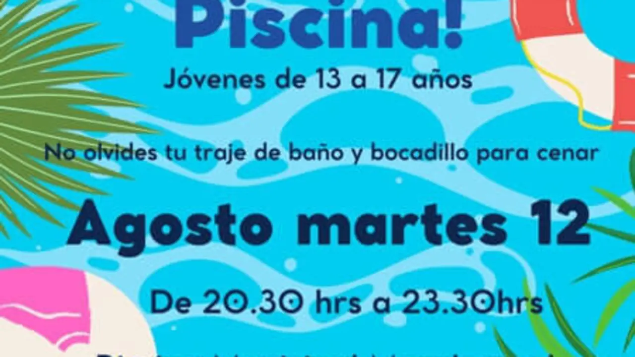 Cartel de la fiesta en a piscina. Imagen del Ayuntamiento de Moralzarzal.
