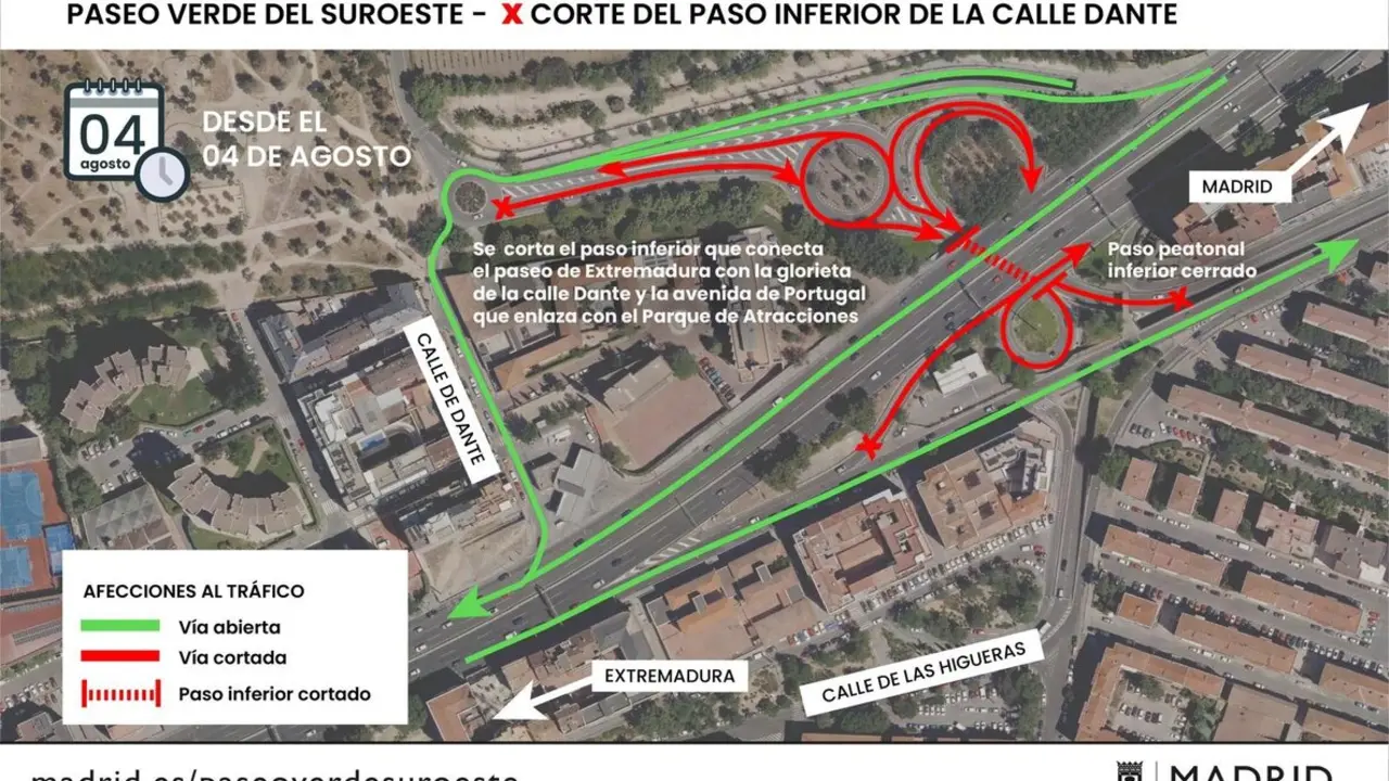 Plano del avance de las obras del soterramiento de la A-5.