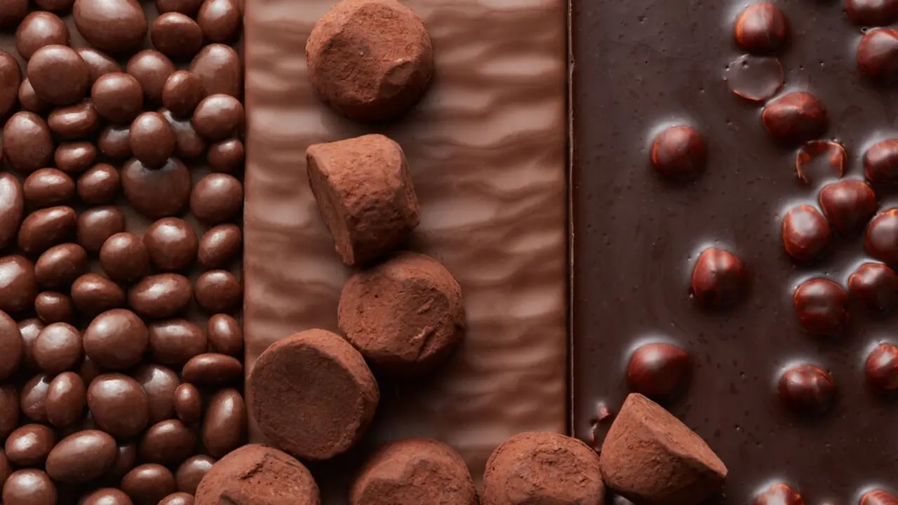 Tipos de chocolate. Imagen de archivo.
