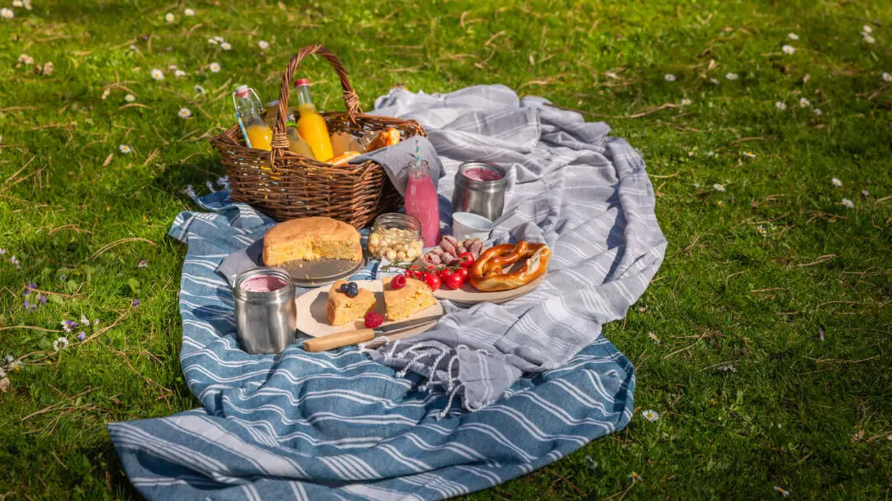 Un picnic en imagen de archivo.