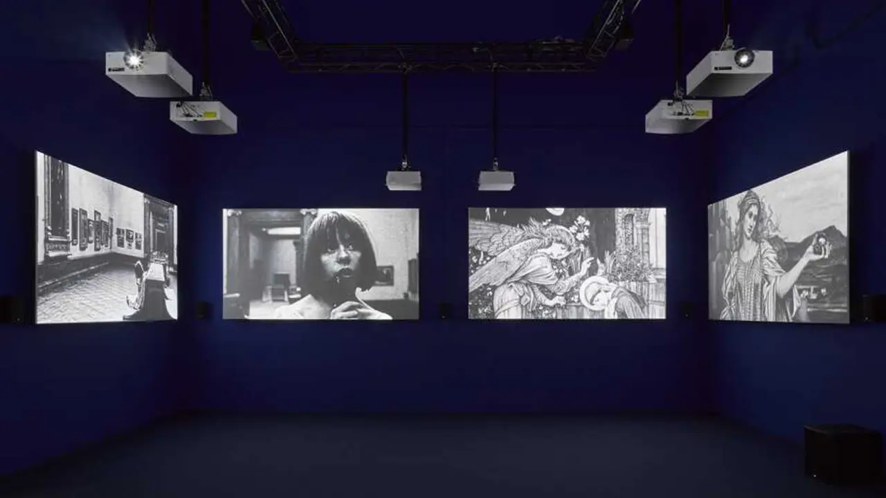 John Akomfrah, Canto VI, Listening All Night To The Rain, British Pavilion 2024. Image by Jack Hems.