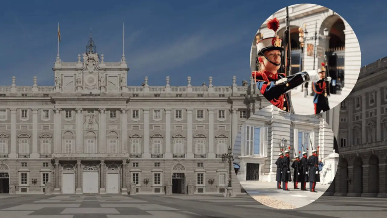 El Palacio Real y el Cambio de Guardia. Im&aacute;genes de Ministerio de Defensa y Patrimonio Nacional.