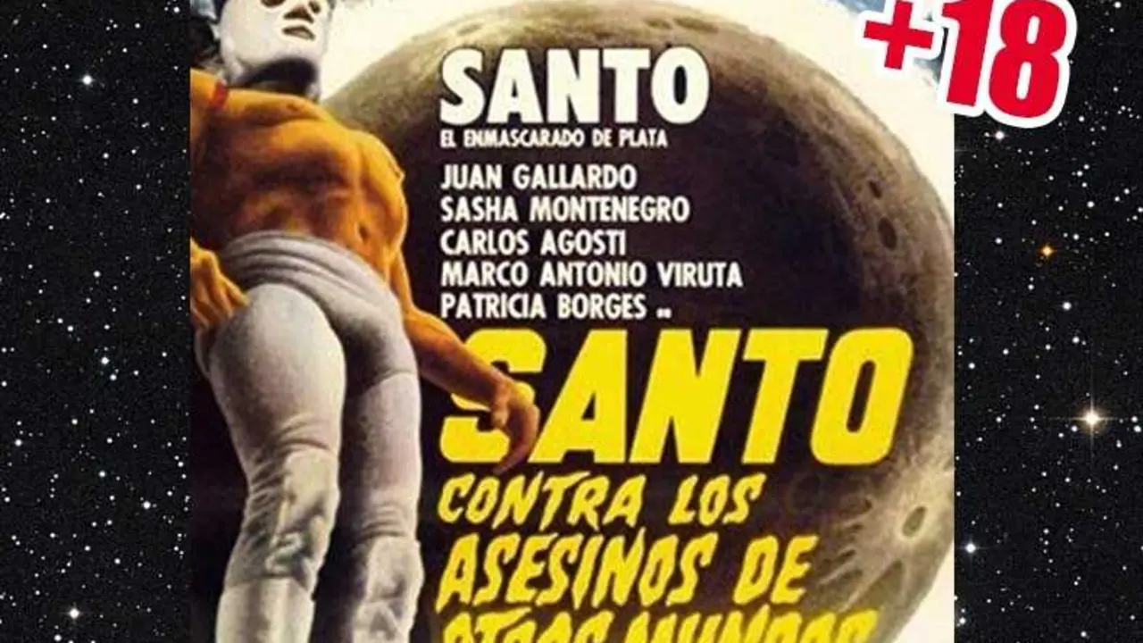 Cartel de la proyecci&oacute;n de &ldquo;Santo contra los asesinos de otros mundos&rdquo;.