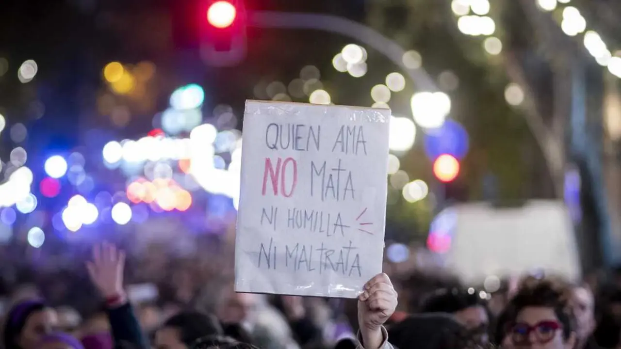 Una pancarta durante una concentraci&oacute;n por el d&iacute;a de la Eliminaci&oacute;n de la violencia contra las Mujeres, a 25 de noviembre de 2025, en Madrid (Espa&ntilde;a). Imagen de EP.