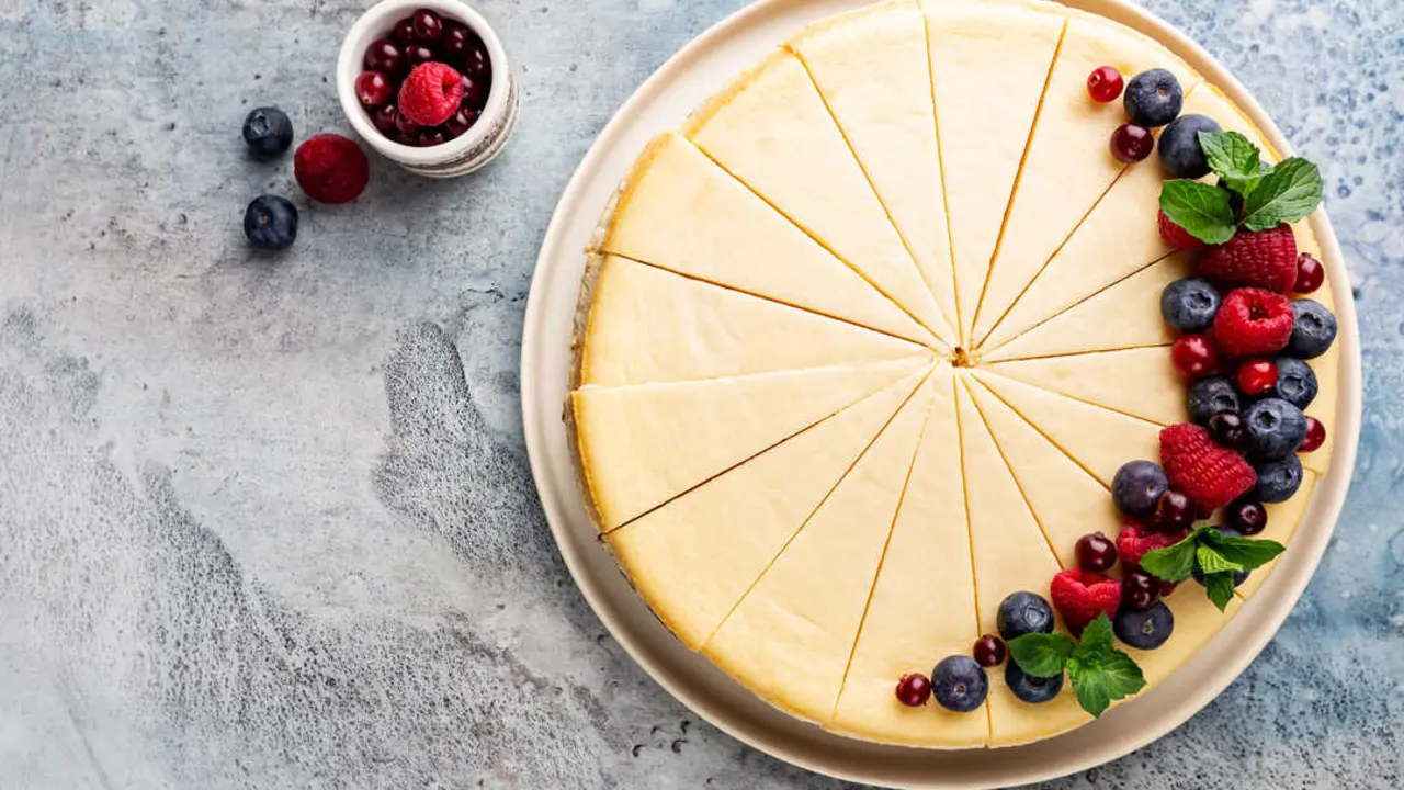 Tarta de queso en imagen de archivo.