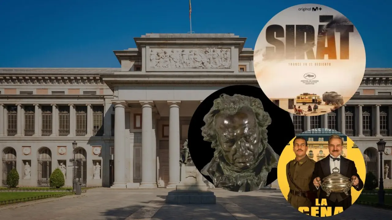 La fachada del Museo del Prado junto con la portada de dos pel&iacute;culas nominadas.