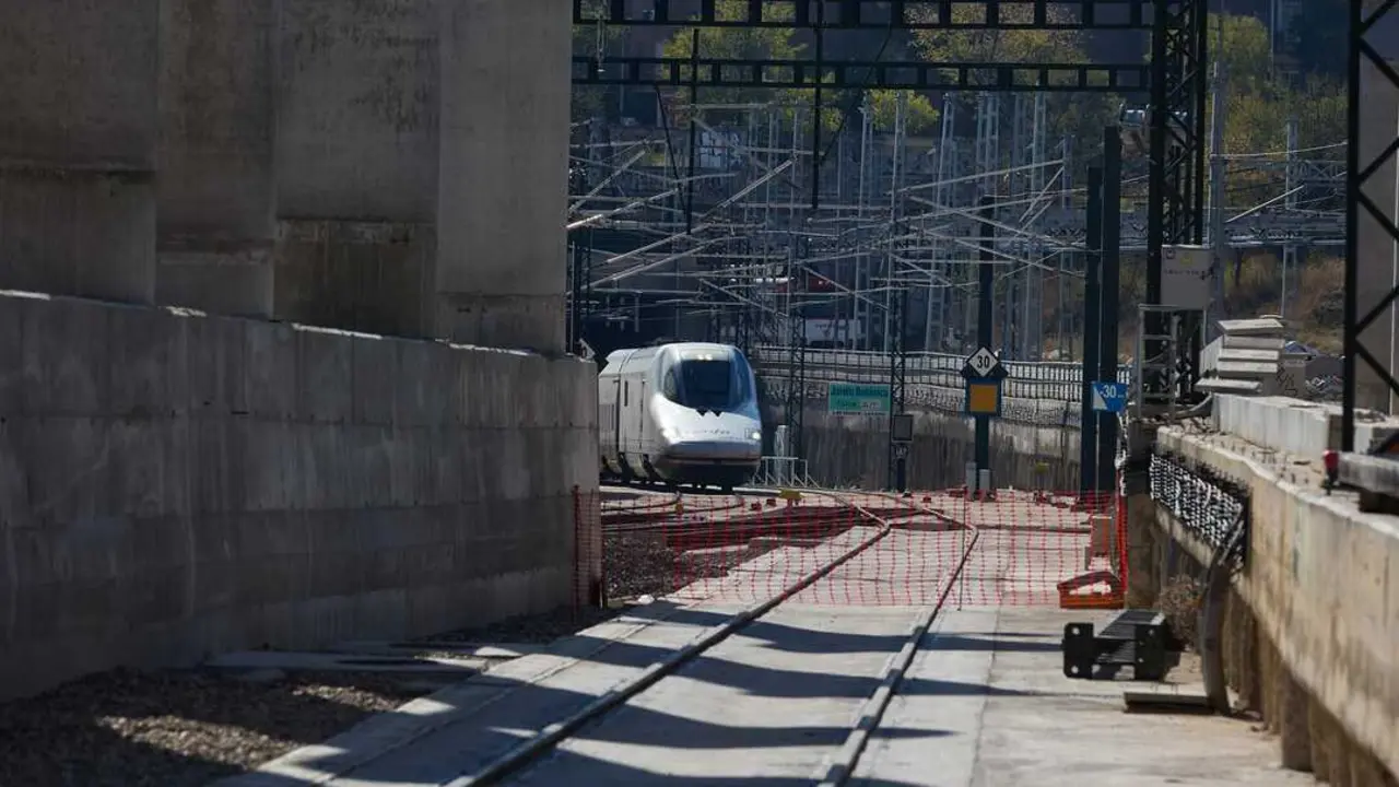 Un tren a su entrada a Chamart&iacute;n.