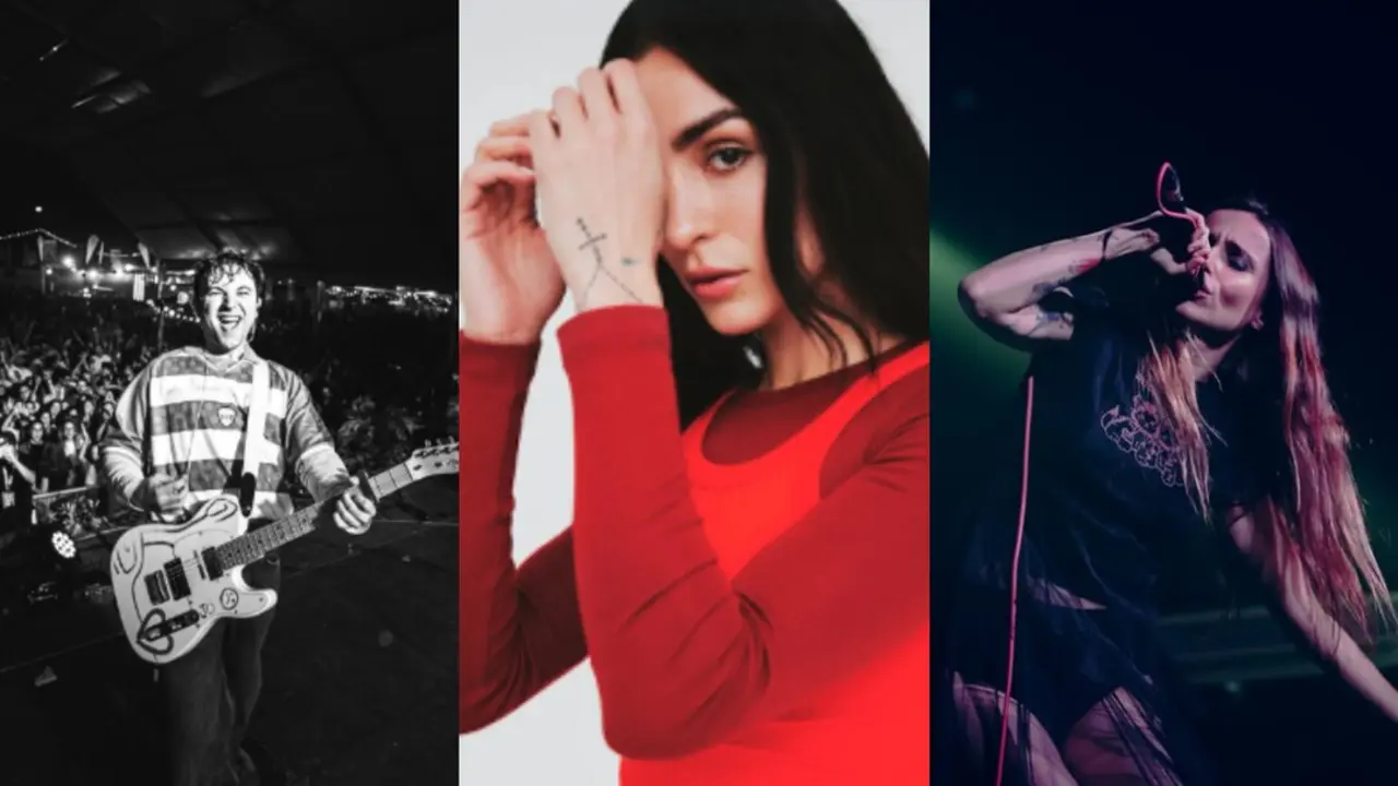 Besmaya, Natalia Lacunza y Zahara. Fuente: Instagram de los artistas y Movistar Arena.
