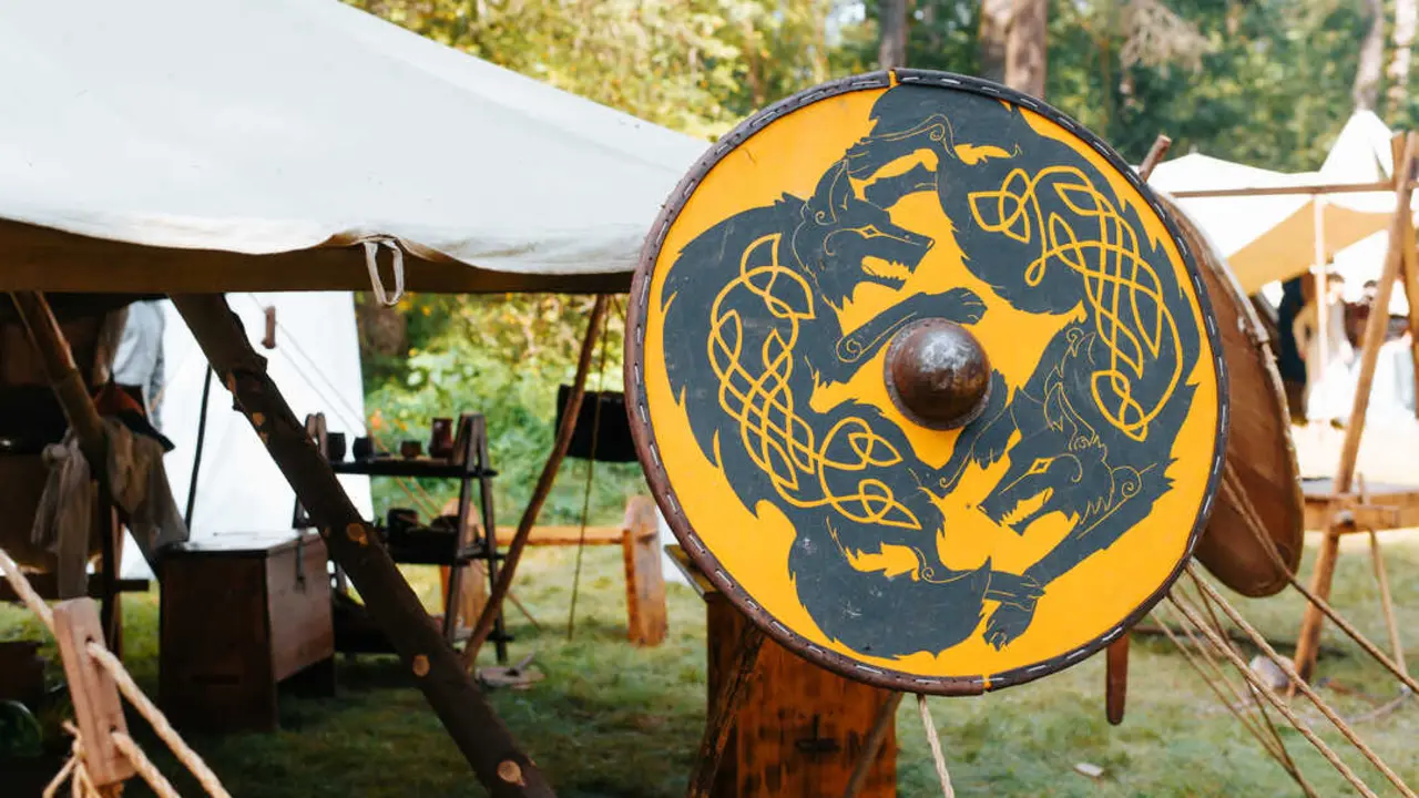 Una feria vikinga en imagen de archivo.