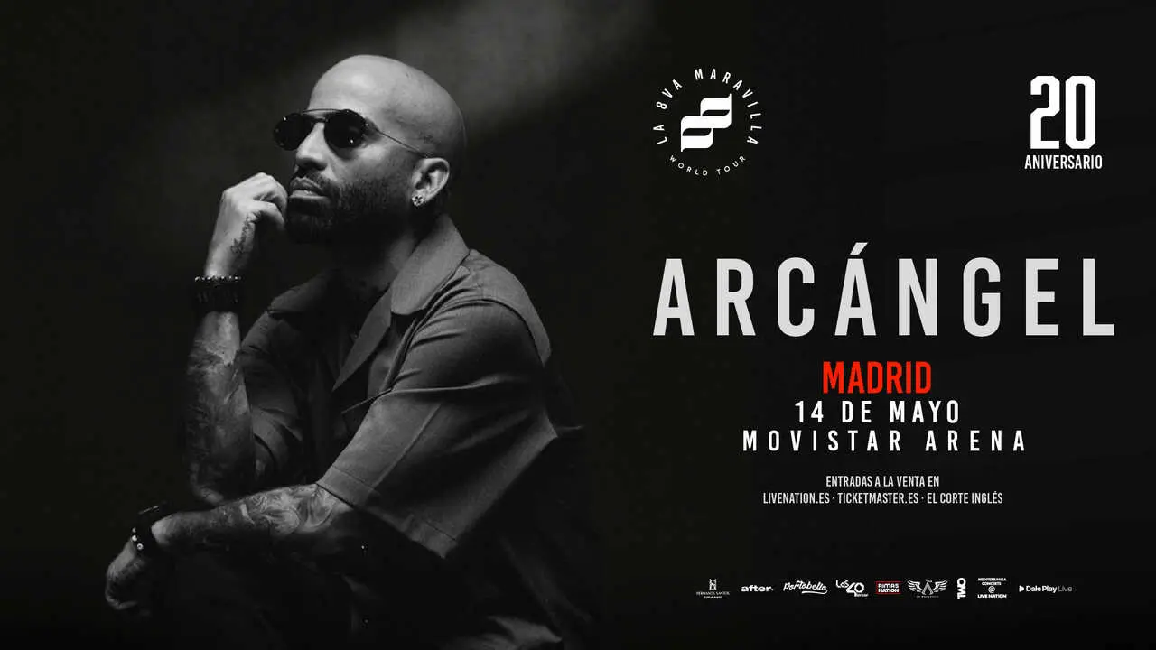 El cartel del concierto de Arc&aacute;ngel. Imagen del Movistar Arena.