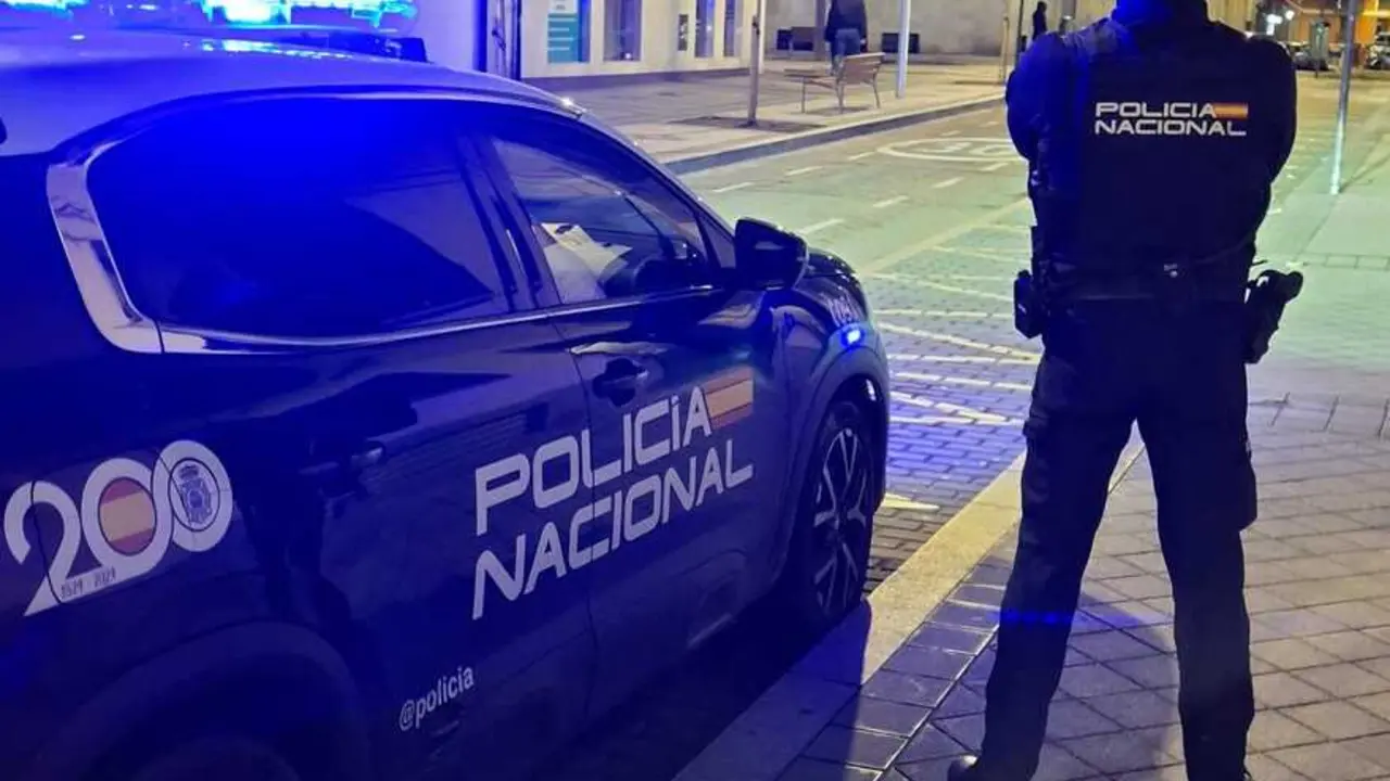 Imagen de archivo de un agente y un coche patrulla de la Polic&iacute;a Nacional. Imagen de la Polic&iacute;a Nacional.