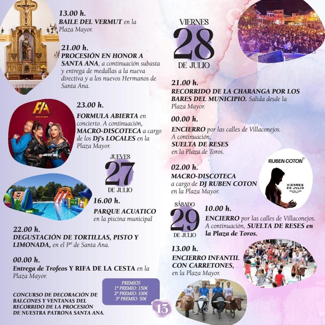 Programación de las fiestas de Villaconejos