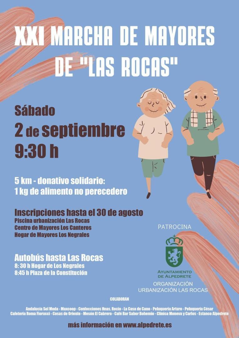 Cartel de la XXI Marcha solidaria de mayores “Las Rocas”