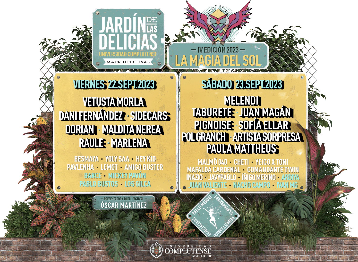 Programación de los conciertos por días.