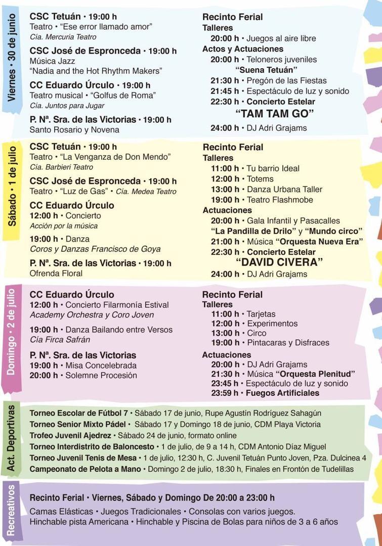 Programación fiestas Tetuán