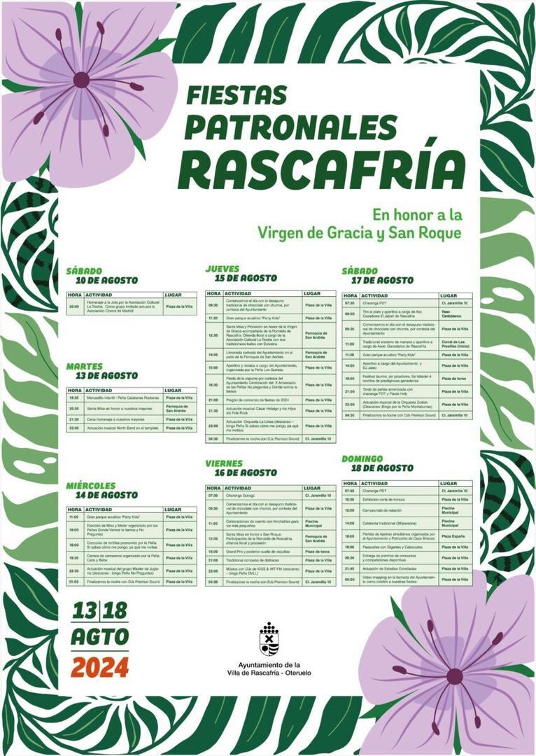 Cartel programación de las fiestas patronales de Rascafría | Fuente: Ayto. Rascafría