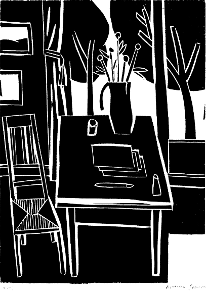 Ilustración de Antonio Santos del libro 'Dickinson y las violetas'.