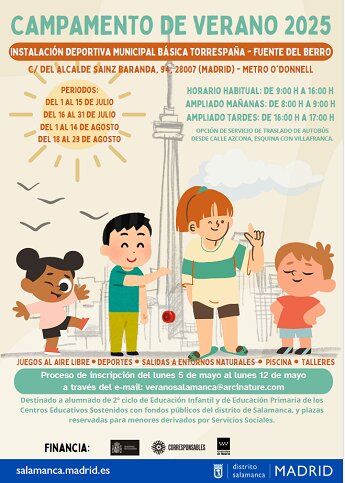 Cartel del campamento de verano 2025 en Salamanca.