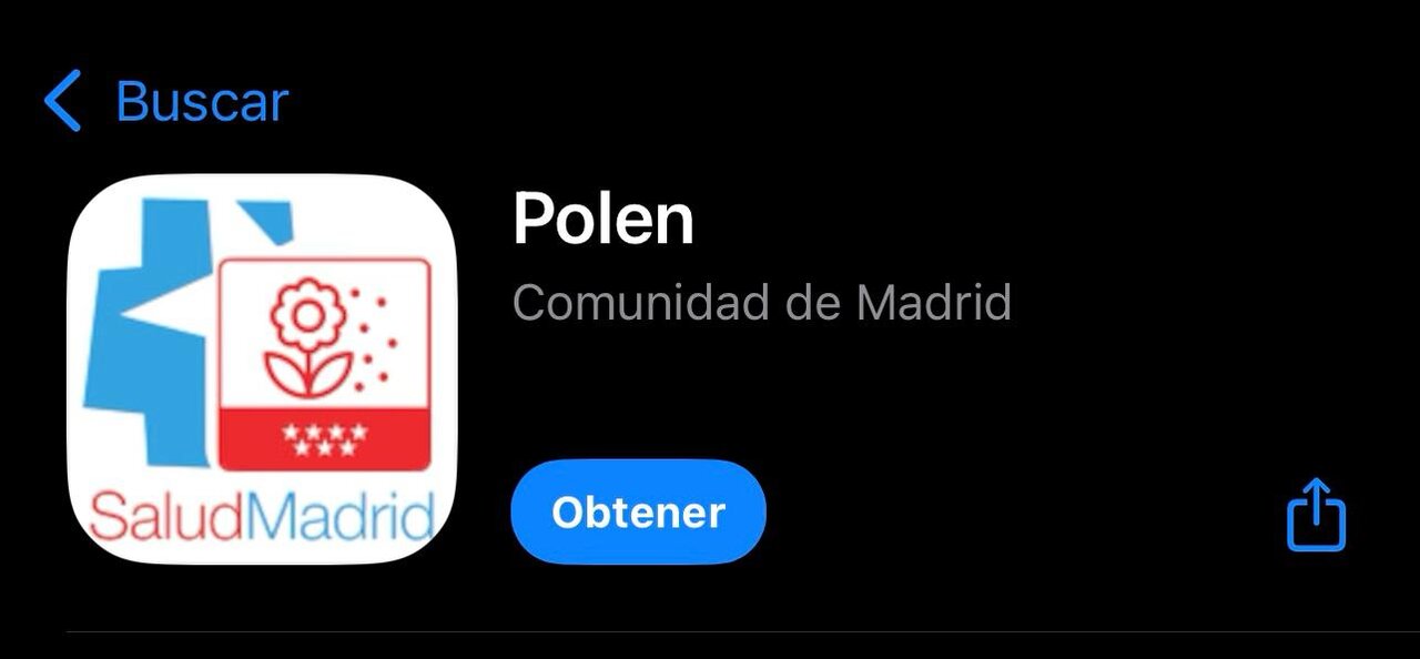 Aplicación del polen de la comunidad de Madrid.