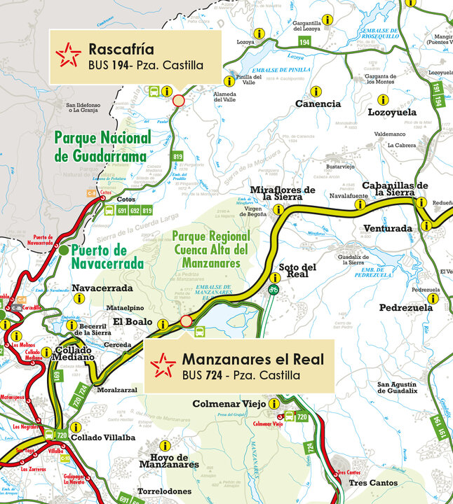 Plano recortado del Mapa de transporte. Imagen de la Comunidad de Madrid.