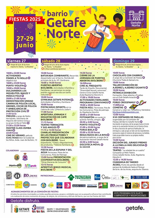 Cartel de las fiestas de Getafe Norte.