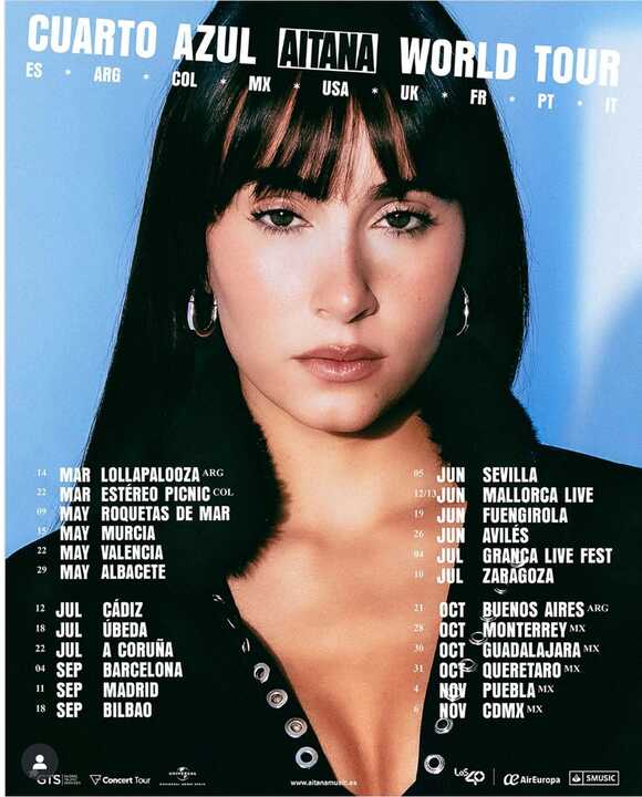 Paradas de Aitana en su gira.