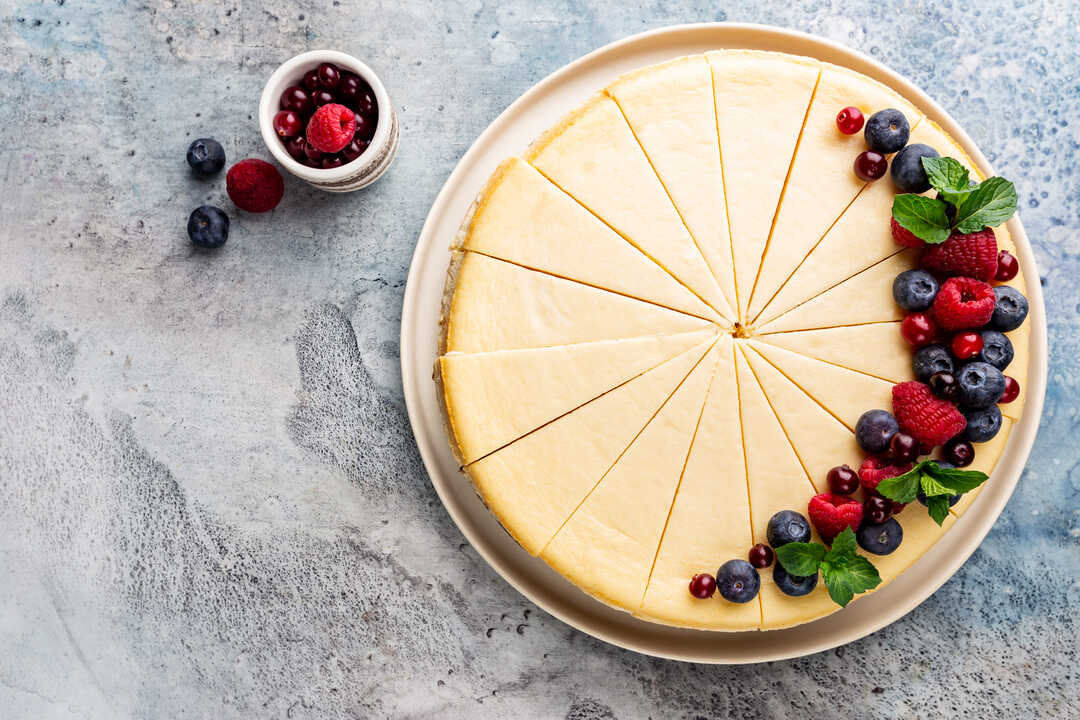 Tarta de queso en imagen de archivo.