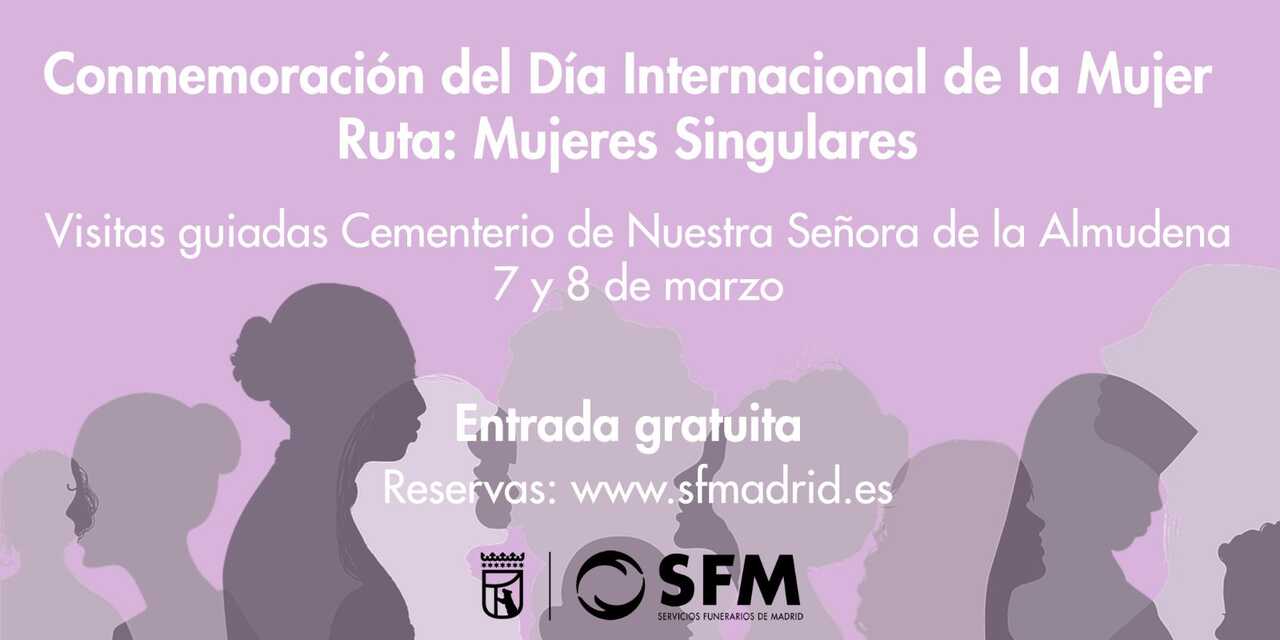 Cartel de las Visitas Guiadas Día de la Mujer SFM 2026. Imagen de Servicios Funerarios de Madrid.