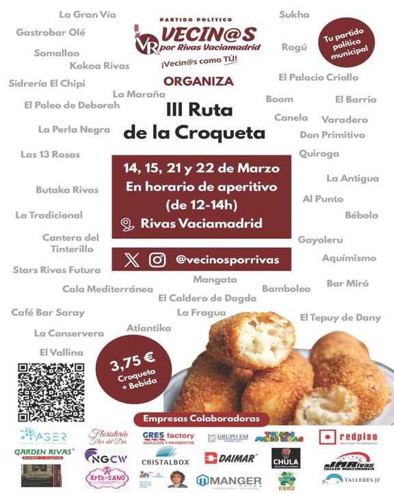 Cartel de la Ruta de la Croqueta de Rivas.